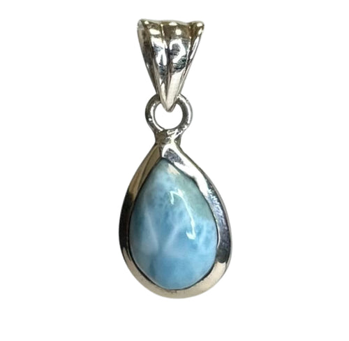 Larimar Small Pear Cut Sterling Silver Pendant