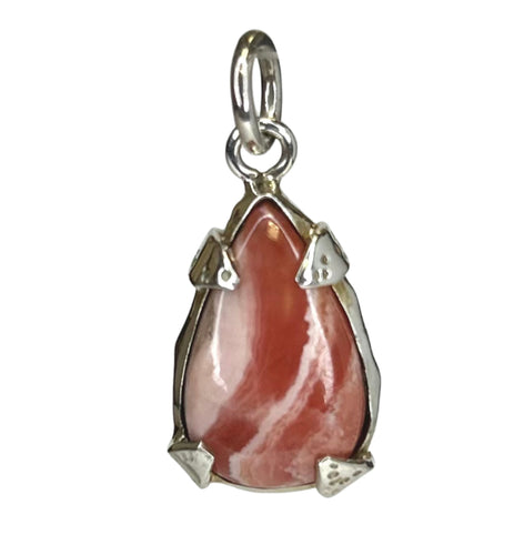 Rhodochrosite Pear Cut Sterling Silver Pendant
