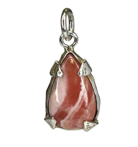 Rhodochrosite Pear Cut Sterling Silver Pendant