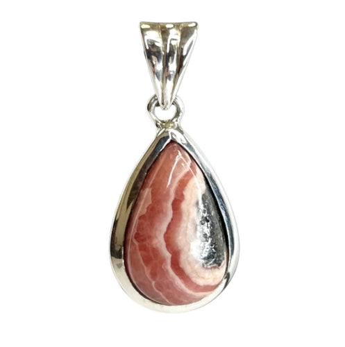 Rhodochrosite Pear Cut Sterling Silver Pendant