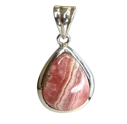 Rhodochrosite Pear Cut Sterling Silver Pendant