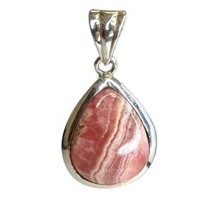 Rhodochrosite Pear Cut Sterling Silver Pendant