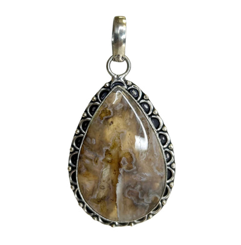 Agate Sterling Silver Pendant with Stainless Steel Chain