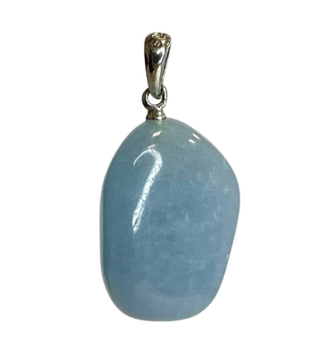 Aquamarine Sterling Silver Pendant on Stainless Steel Chain