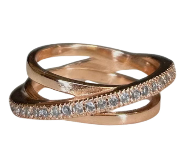 Triple Stack Rose Gold Sterling Silver Ring