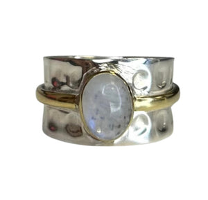 Moonstone Mixed Metal Sterling Silver Ring