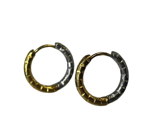 Mixed Metal Textured Hoop