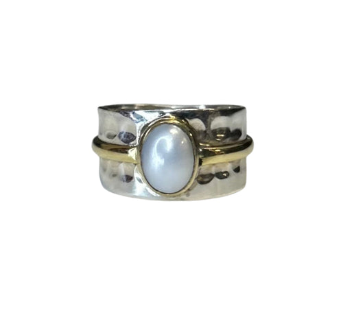 Pearl Sterling Silver Mixed Metals Ring