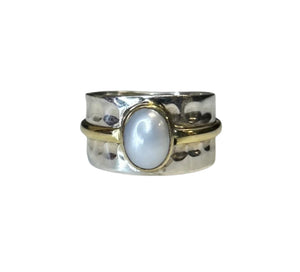 Pearl Sterling Silver Mixed Metals Ring