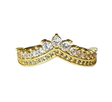 Gold Tiara Rhinestone Sterling Silver Ring