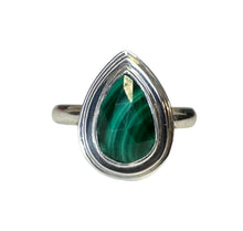 Malachite Tear Drop Sterling Silver Ring