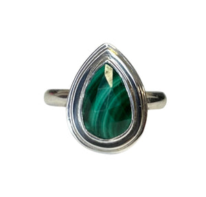 Malachite Tear Drop Sterling Silver Ring