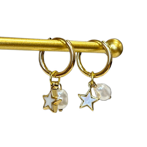 Star and Pearl Drop Hoop