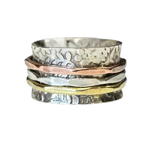 Trio Metal Sterling Silver Meditation Ring