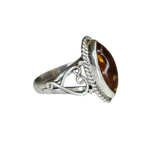 Estelle Amber Sterling Silver Marquise Ring