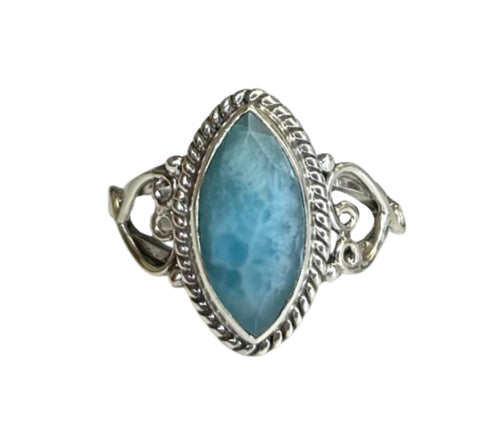 Estelle Larimar Sterling Silver Marquise Ring
