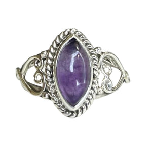 Estelle Amethyst Sterling Silver Marquise Ring