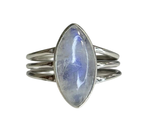 Parker Moonstone Sterling Silver Simple Marquise Ring