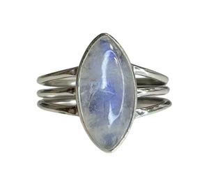 Parker Moonstone Sterling Silver Simple Marquise Ring