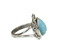 Remi Larimar Sterling Silver Detailed Teardrop Ring