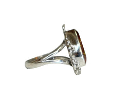 Remi Amber Sterling Silver Detailed Teardrop Ring