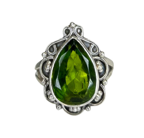Remi Peridot Sterling Silver Detailed Teardrop Ring