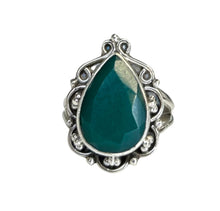 Remi Green Onyx Sterling Silver Detailed Teardrop Ring