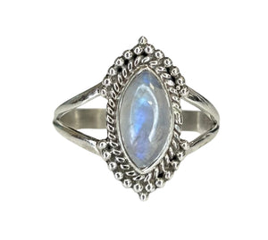 Ivy Moonstone Sterling Silver Detailed Marquise Ring
