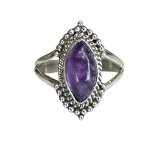 Ivy Amethyst Sterling Silver Detailed Marquise Ring