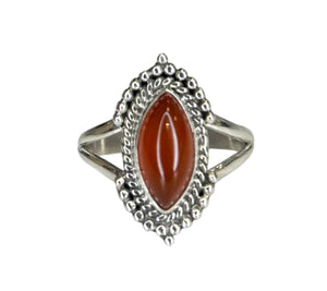 Ivy Carnelian Sterling Silver Detailed Marquise Ring