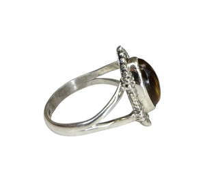 Ivy Citrine Sterling Silver Detailed Marquise Ring