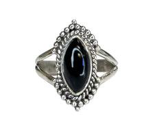 Ivy Black Onyx Sterling Silver Detailed Marquise Ring