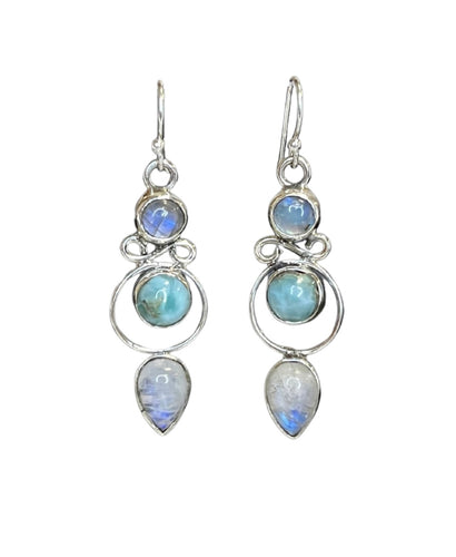 Harper Moonstone and Larimar Sterling Silver Earrings