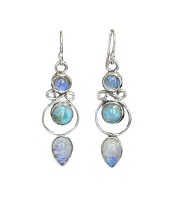 Harper Moonstone and Larimar Sterling Silver Earrings