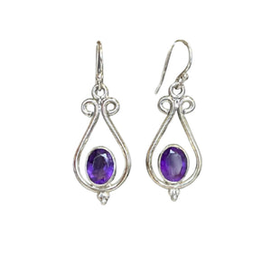 Paisley Amethyst Starling Silver Loop Earrings