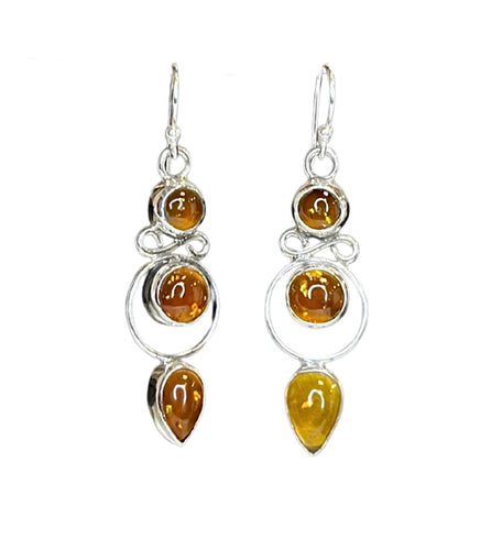 Harper Amber Sterling Silver Earrings