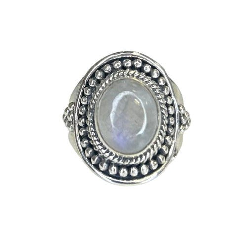 Luna Moonstone Sterling Silver Oval Ring