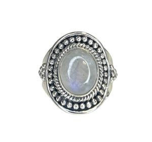 Luna Moonstone Sterling Silver Oval Ring