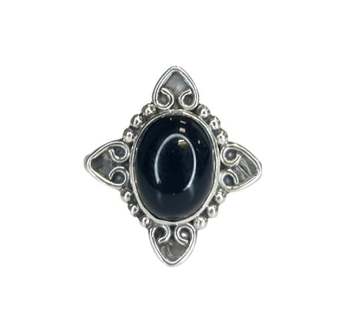 Black Onyx Sterling Silver North Star Ring