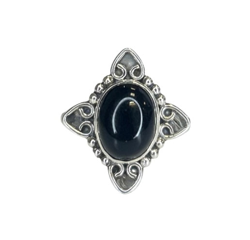 Black Onyx Sterling Silver North Star Ring