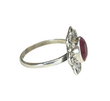 Red Onyx Sterling Silver Flower Ring