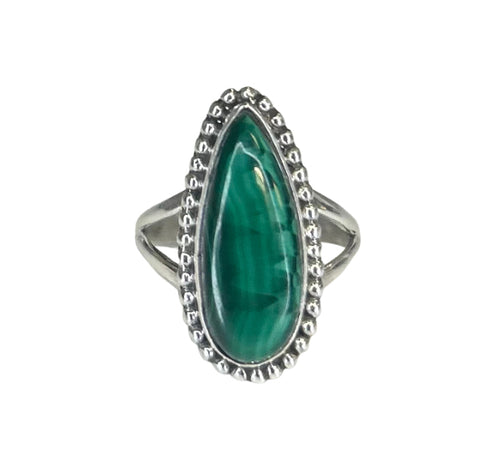 Camila Malachite Sterling Silver Teardrop Statement Ring