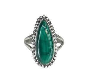 Camila Malachite Sterling Silver Teardrop Statement Ring