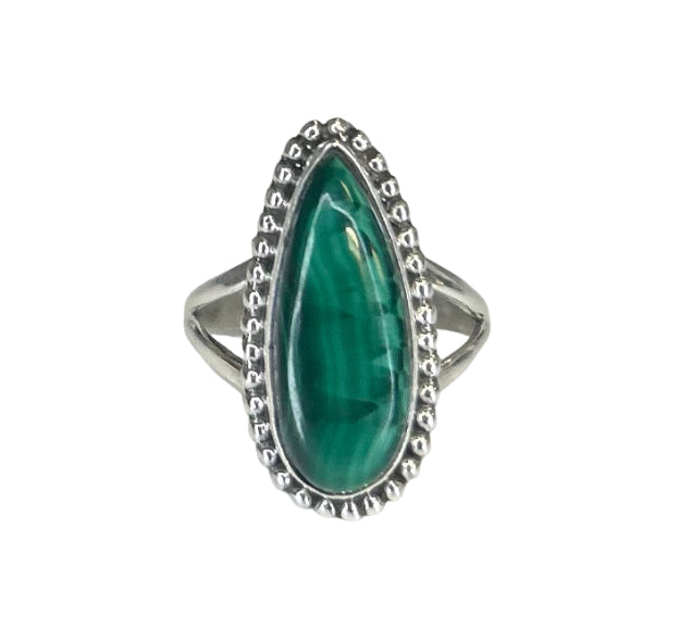 Camila Malachite Sterling Silver Teardrop Statement Ring