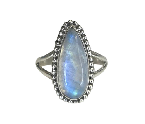 Camila Moonstone Sterling Silver Teardrop Statement Ring