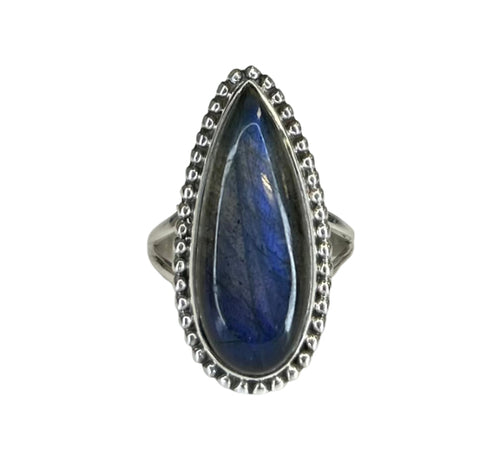 Camila Labradorite Sterling Silver Teardrop Statement Ring