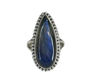 Camila Labradorite Sterling Silver Teardrop Statement Ring