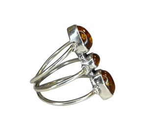 Riley Amber Sterling Silver Ring