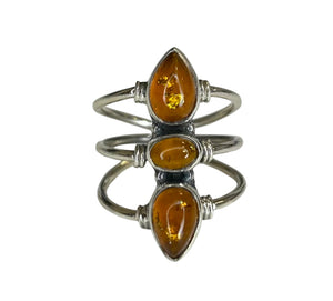 Riley Amber Sterling Silver Ring