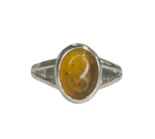 Skylar Amber Sterling Silver Oval Ring